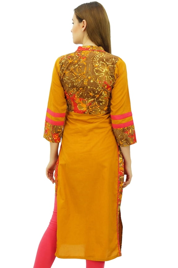 Women's Designer Mustard Tunic Solid Cotton Kurta Ethinc Ladies Kurti-10
