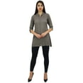 thumbnail image 1 of Phagun Women's Gray Cotton Modal 3/4 Sleeve Button Down Blouse Shirt Top - 10, 1 of 8