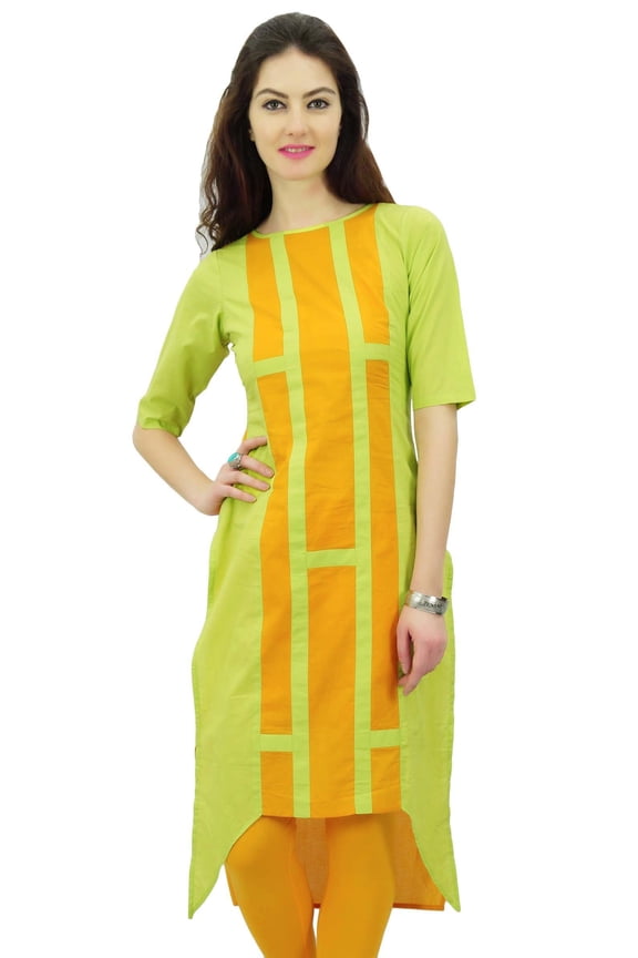 Women's Indian Cotton Designer Tunic Top Asymmetrical Hem Kurti Casual Wear Kurta