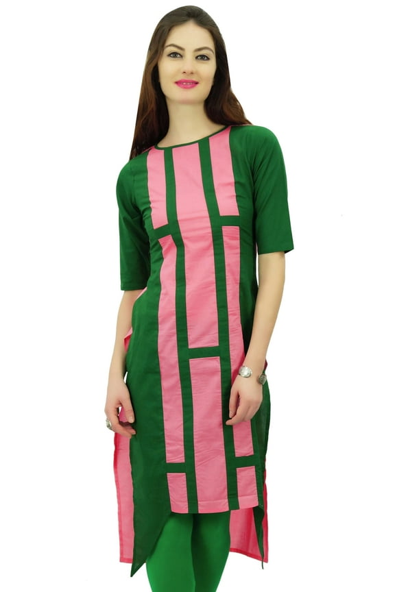 Women's Indian Cotton Designer Tunic Top Asymmetrical Hem Kurti Casual Wear Kurta