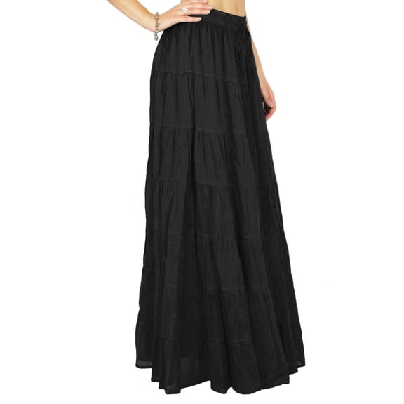 Phagun Women's Long Skirt Bohemian Gypsy Tiered Cotton Maxi Skirt Beach Wear