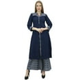 thumbnail image 1 of Phagun Women's Navy Blue A-Line Kurti Kurta Dress With Palazzo Indian Clothing-14, 1 of 6