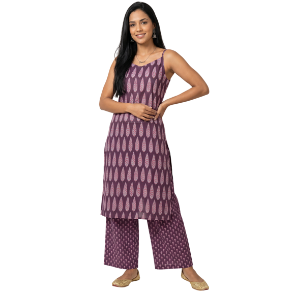 Phagun Women's Printed Cotton Square Neck Kurta Pant Set for Women