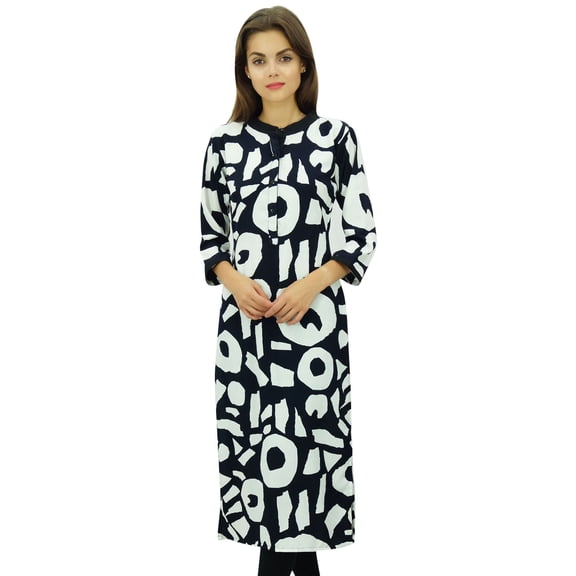 Phagun Women's Printed Polyester Tunic Mosaic Kurta Mandarin Collar Kurti-26