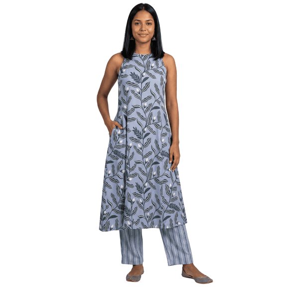 Phagun Women's Printed Rayon A-Line Kurta Pant Set