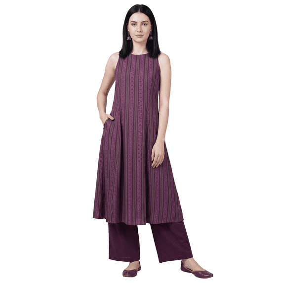 Phagun Women's Printed Rayon A-Line Kurta Pant Set