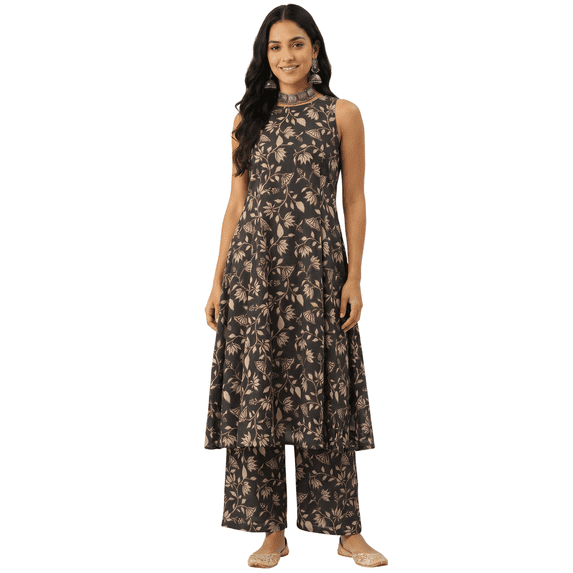 Phagun Women's Printed Rayon A-Line Kurta Pant Set