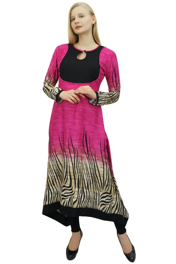 Women's Rayon A-Line Animal Print Kurti Casual Indian Ethnic Tunic-8