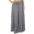 thumbnail image 1 of Phagun Women's Summer Cotton Gray Skirt Ethnic Design Drawstring Waist - 26, 1 of 6