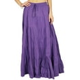 thumbnail image 1 of Phagun Women's Summer Cotton Purple Skirt Ethnic Design Drawstring Waist - 8, 1 of 1