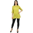 thumbnail image 1 of Phagun Women's Summer Yellow Cotton Modal Tunic Shirt Top With Front Opening- 14, 1 of 8