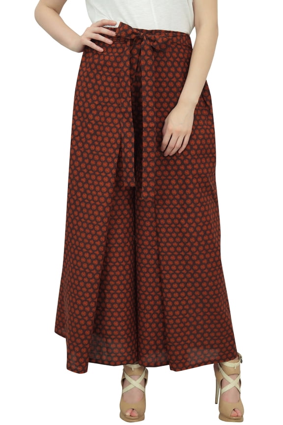 Women's Tribal Printed Black Wide Leg Trousers Thai Fisherman Pants-XL