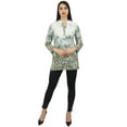 thumbnail image 1 of Phagun Women's White Floral Digital Printed Long Sleeve Tunic Casual Top - 4, 1 of 8
