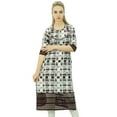 thumbnail image 1 of Phagun Women's White Printed Cotton Straight Kurti Mid Calf Casual Clothing-24, 1 of 6