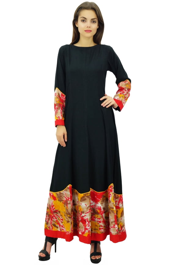 Womens Designer Anarkali Kurti Dress Ethnic Black Casual Flared Kurta-20