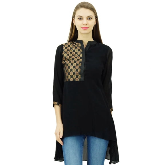 Phagun Womens Designer Short Tunic Asymmetrical Hem Kurta Kurti Ethnic Blouse