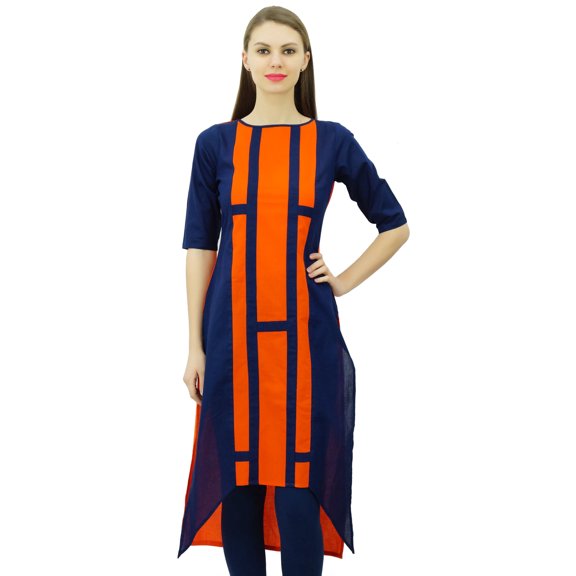 Phagun Womens Indian Cotton Designer Tunic Top Asymmetrical Hem Kurti Casual Wear Kurta