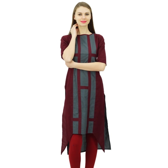 Phagun Womens Indian Cotton Designer Tunic Top Asymmetrical Hem Kurti Casual Wear Kurta