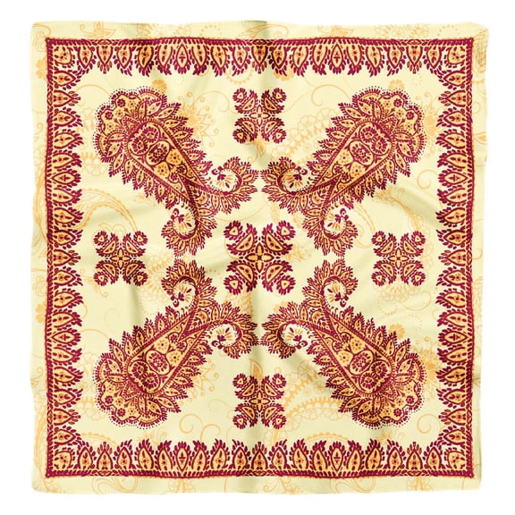 Phagun Yellow Floral & Paisley Pure Silk Printed Head Bandanas Summer Neck Wrap Square&nbsp;Scarf