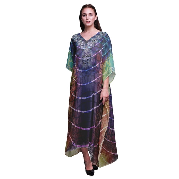 Phagun Ziraffe Animal Skin Long Caftan Maxi Dress Beach Swimwear Cover up Womens Kaftan-4X-5X