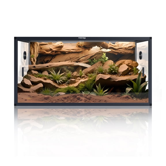 Phailozoo 120 Gallon Large Reptile Tank, 4x2x2 Reptile Enclosure for Bearded Dragons, Lizards and Snakes, Black