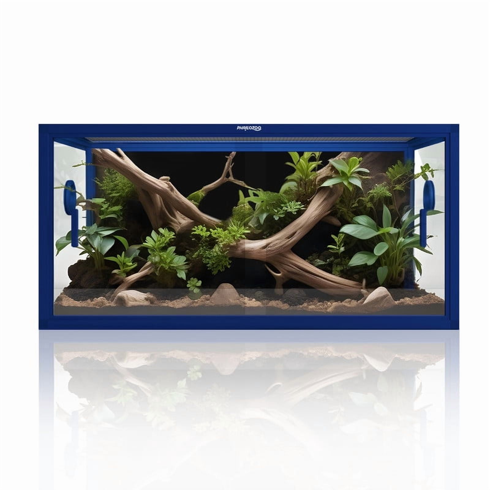 Phailozoo 50 Gallon Gecko Tank, Front Opening Reptile Enclosure, 36''x18''x18'' Dart Blue