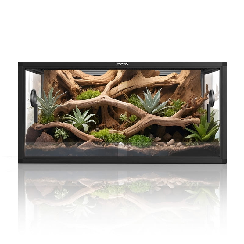 Phailozoo 50-Gallon Reptile Tank, Front Opening Glass Terrarium for Gecko and Snake, 36"L x 18"W x 18"H