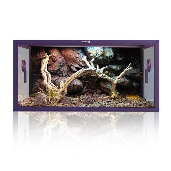 Phailozoo 50 Gallon Small Reptile Tank, 36x18x18 Terrarium Enclosure for Geckos and Snakes, Purple