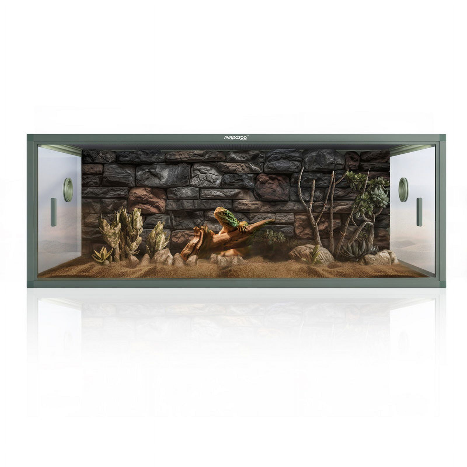 Phailozoo 85 Gallon Glass Reptile Terrarium, 48x24x18, Front Openings, Leakproof Bottom, Top Screen Ventilation