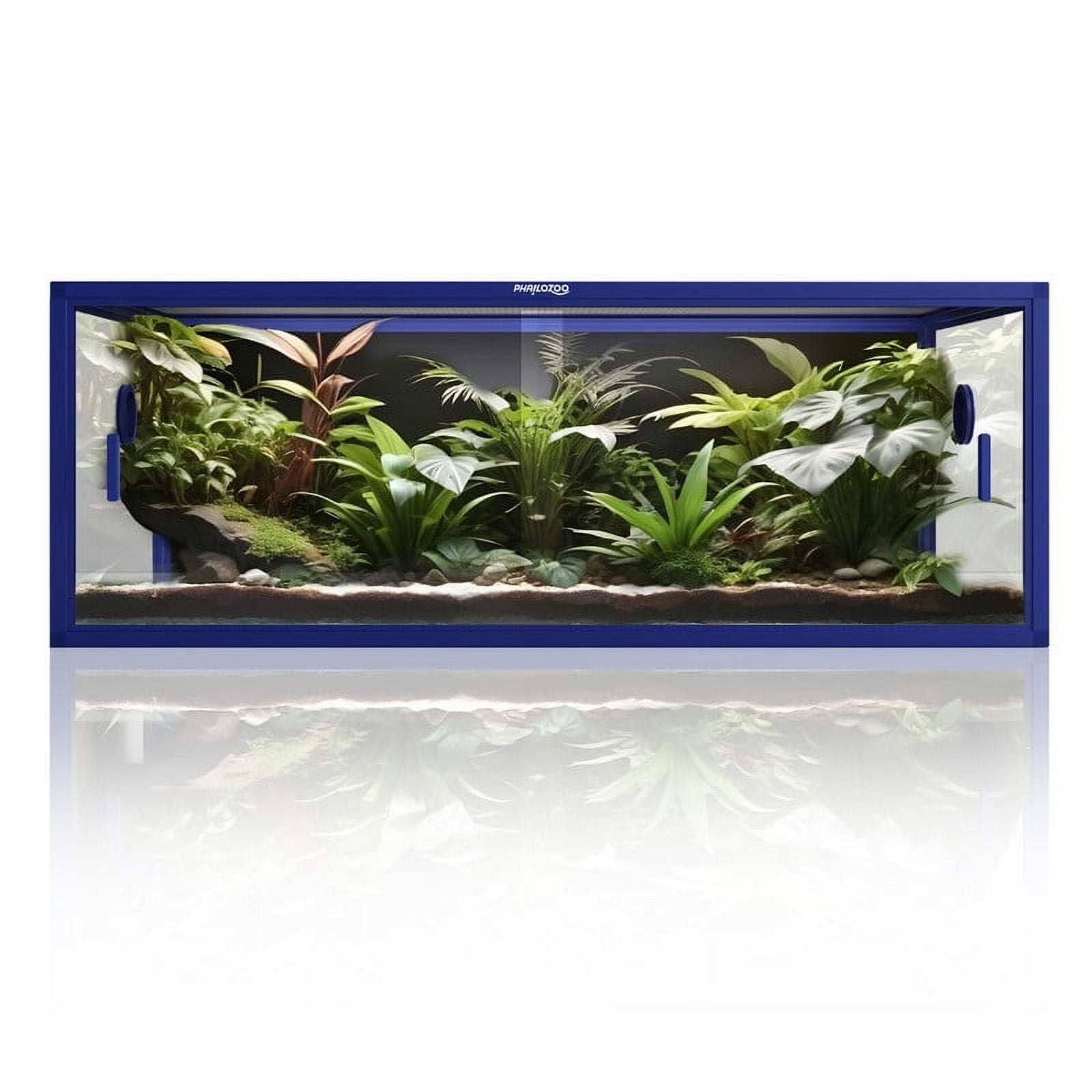 Phailozoo 85 Gallon Reptile Tank, Front Opening Reptile Enclosure, 48''x24''x18'', Dart Blue