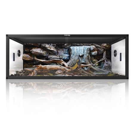Phailozoo 85 Gallon Medium Reptile Tank, 48x24x18 Terrarium Enclosure for Bearded Dragons, Black