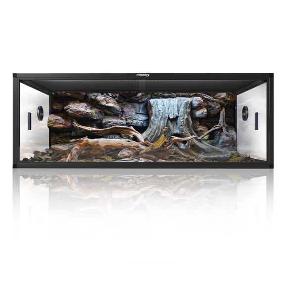 Phailozoo 85 Gallon Medium Reptile Tank, 48x24x18 Terrarium Enclosure for Bearded Dragons, Black