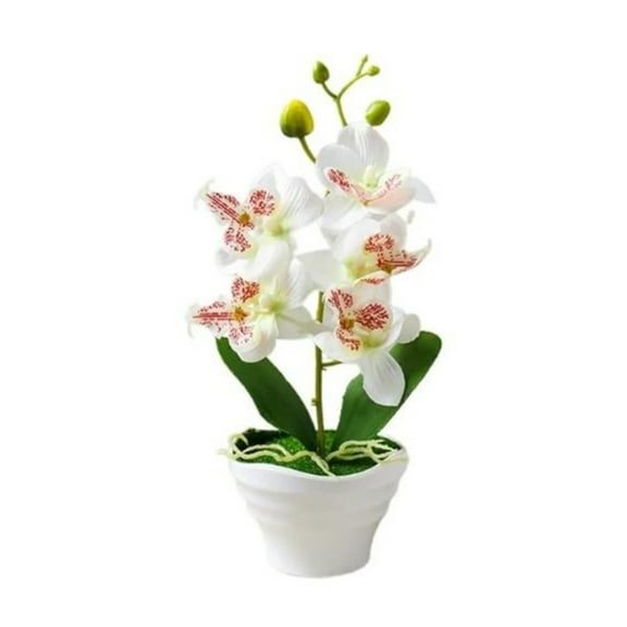 Phalaenopsis Bonsai, Ongmies Artificial Phalaenopsis Orchid in Pot Artificial Home Desk and Garden Decoration, White