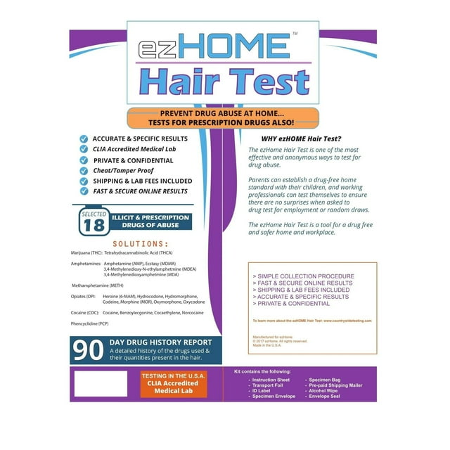 Phamatech Hair Follicle 18 Panel Drug Test for at Home Drug Testing