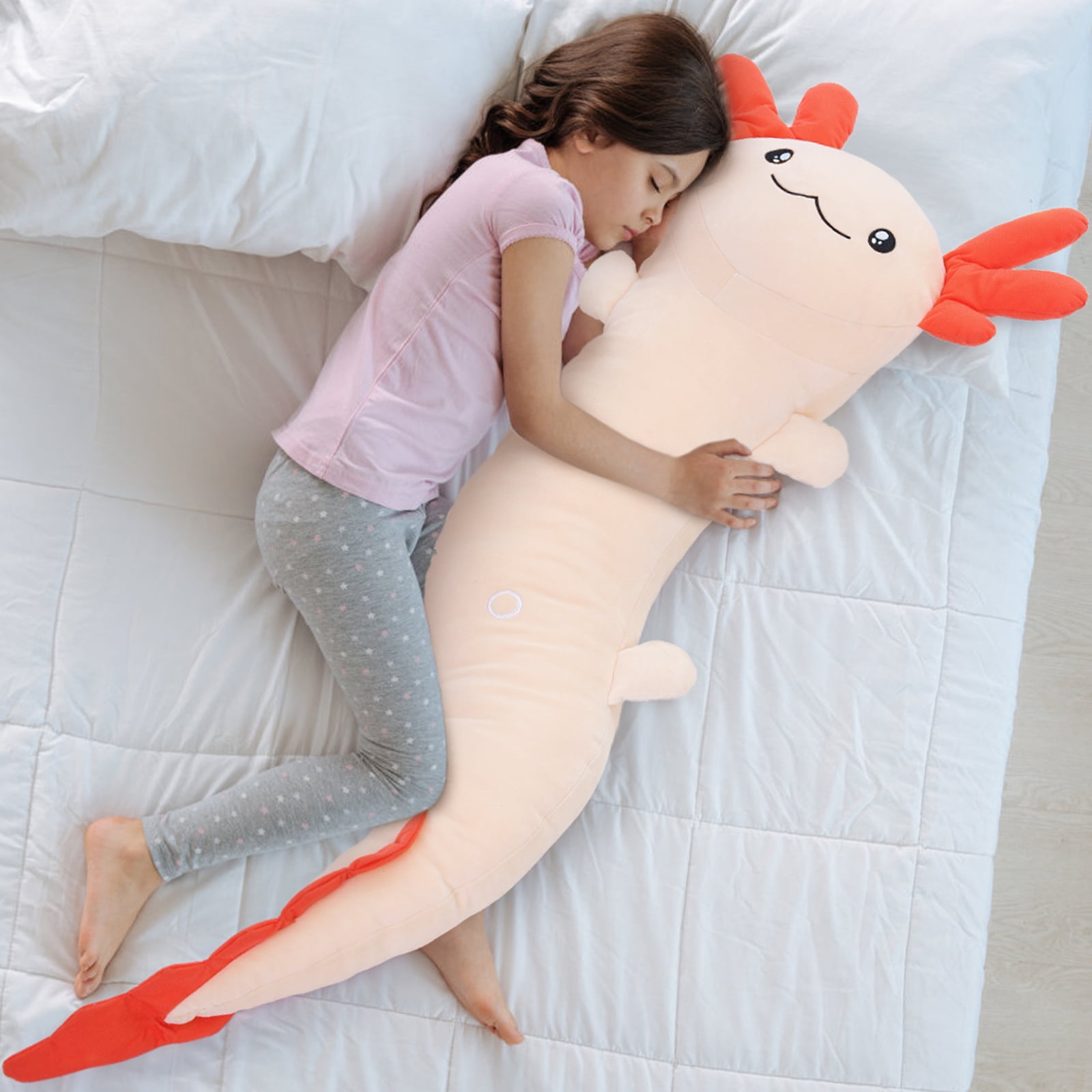 Phantasim Pink Axolotl Stuffed Animal for Easter Girls 48 inch Glow-in-Dark Plush Toy Body Pillow for Adults Kids , 4ft Large Stuffed Salamander Axolotl Lovers Gifts Christmas Valentines