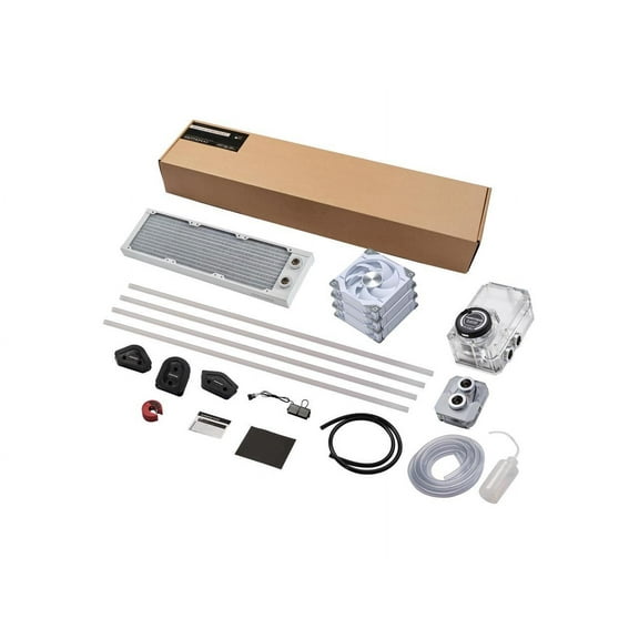 Phanteks Glacier EZ-Fit 360 D30-KIT, Complete DIY Water-Cooling Kit, CPU-Block, Reservoir, 360x30mm Radiator, D30-120 Fan Triple-Pack, Hard Tube, Bending Tools, RGB, White