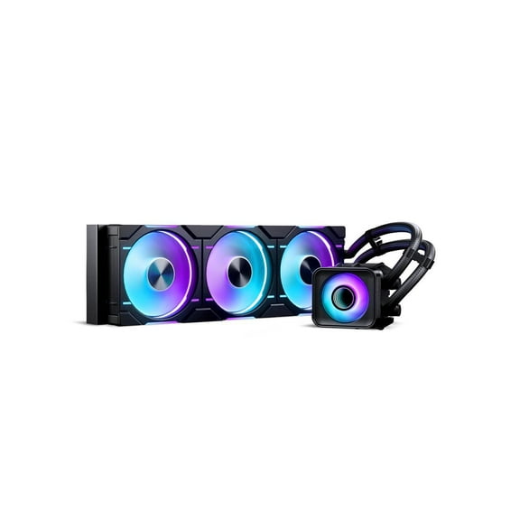 Phanteks Glacier One 360D30 X2 AIO Liquid CPU Cooler, Evolv X2-Design AIO Cap Design, 3x Performance D30-120 D-RGB Fans, for Intel LGA 1851, 1700, 1200, 115x and AMD AM4/AM5 sockets, Black