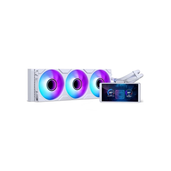 Phanteks Glacier One 360M25-LCD AIO Liquid CPU Cooler, 6" IPS LCD HD Display, 120mm M25 Gen2 D-RGB Fans, High-Performance Copper Cold Plate, Intel & AMD Compatible, White