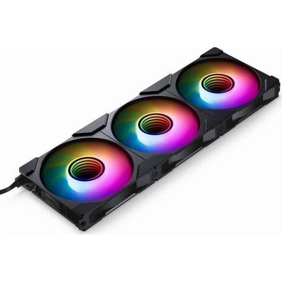 Phanteks M25-120 Gen2 Reversed Blade Triple Pack, 3x 120mm ARGB High Performance Cooling Fans, Daisy-chain Unified Fan Frame, Infinity Mirror hub, single cable connection, Black