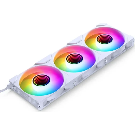Phanteks M25-120 Gen2 Reversed Blade Triple Pack, 3x 120mm ARGB High Performance Cooling Fans, Daisy-chain Unified Fan Frame, Infinity Mirror hub, single cable connection, White