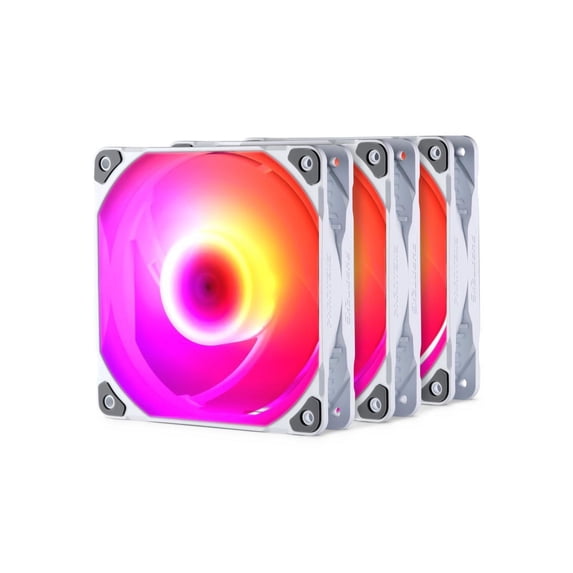 Phanteks M25-140 D-RGB fan, High-Airflow radiator performance, PWM control up to 1800RPM, ARGB/DRGB lighting, Daisy-Chain cable, White ,3 Pack