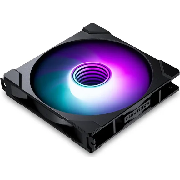 Phanteks M25-140 Gen2 Reversed Blade, 140mm ARGB High Performance Cooling Fans, Daisy-chain Unified Fan Frame, Infinity Mirror hub, single cable connection, Black