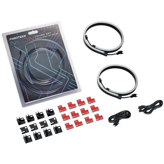 Phanteks NEON Digital-RGB LED Strip Combo Set - 2x 400mm Smooth Lighting Strip, Full Color Range, Flexible Mounting, PH-NELEDKT_CMBO