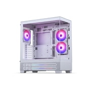 Phanteks XT View Matrix Mid-Tower ATX Gaming PC Case, 600-LED Matrix Display, Tempered Glass Front & Side Panels, USB-C 3.2 Gen2, 3x D-RGB Fans Included, Rear-Connector Ready, Grey White