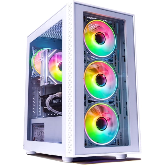 Phantom 2.0 - Prebuilt Gaming PC Desktop Computer - RTX 3050 - Intel i7 Xeon 3.5GHz - 16GB RAM - 512GB M.2 SSD WiFi/BT, Win 11 - Gaming Computer Tower - Pre Built PC Gaming - 1 Year Warranty (White)