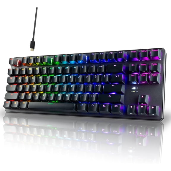 Phantom+ 87 Mechanical Gaming Keyboard | RGB LED Backlit | Hot Swappable Wraith Red Switches | 87 Key TKL Layout | Thocky Sound Profile | Detachable USB-C Wired | Black