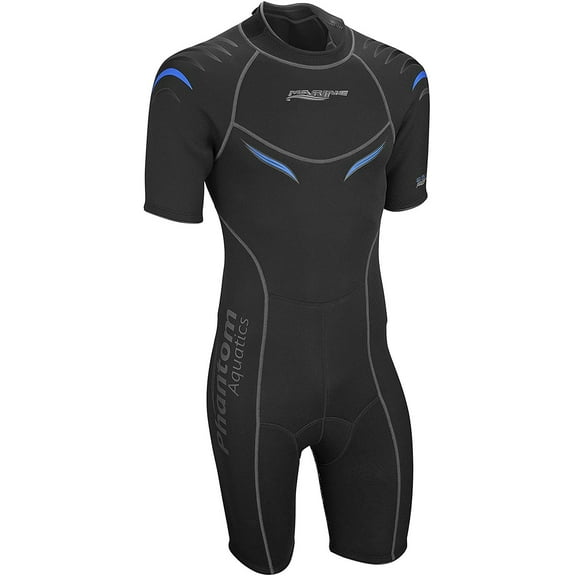 Phantom Aquatics Men's Superior Flex Neoprene Wetsuit Short Sleeve Shorty Scuba Snorkeling Surf Suit - BKYL - SM