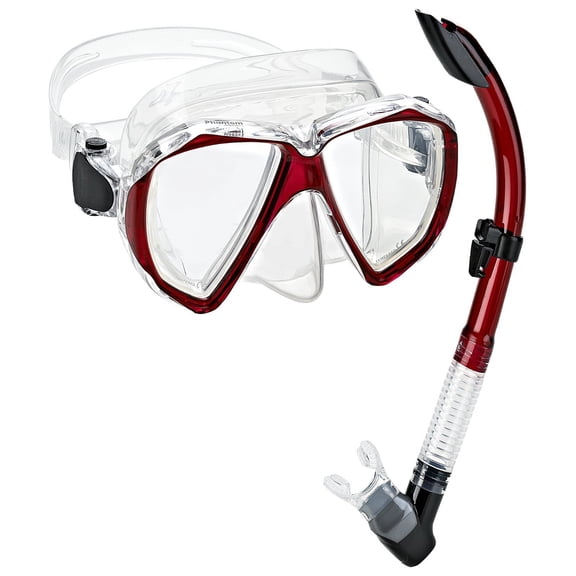 Phantom Aquatics Velocity Mask Snorkel Set - Clear Red