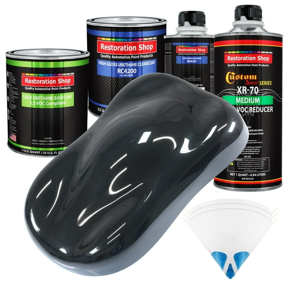 Phantom Black Pearl Quart Kit Low VOC URETHANE BASECOAT Car Auto Body Paint Kit