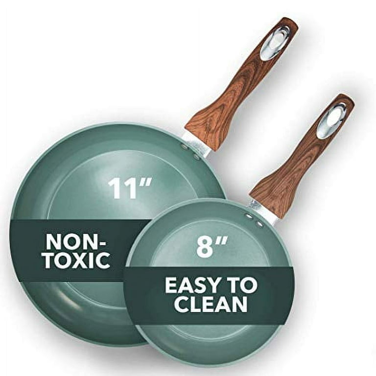 Phantom Chef 8 inch & 11 inch Fry Pan with Wood Handle and